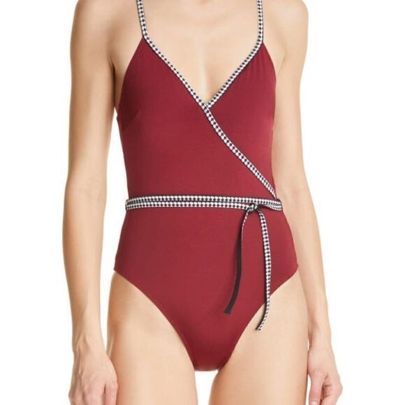 Lemlem Lena Ballet One Piece Swimsuit maroon L - Picture 1 of 7